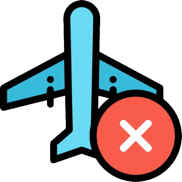 an icon for a cancelled flight