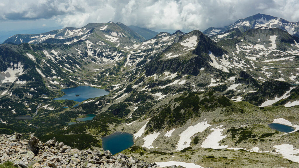 Popovo Lake as seen from Polezhan Peak in Pirin Mountains