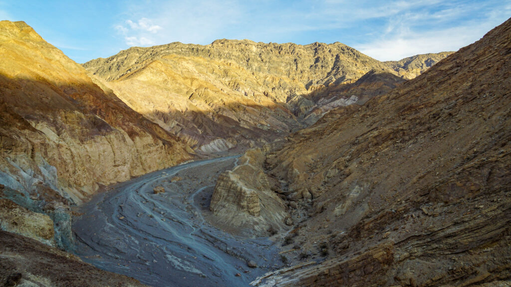Mosaic Canyon in Death Valley seen from top of the canyon walls