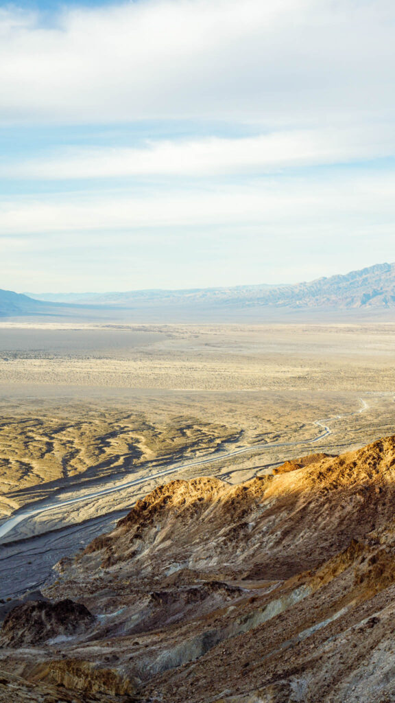 The vast views of Death Valley National Park from top of the canyon walls at Mosaic Canyon Trail