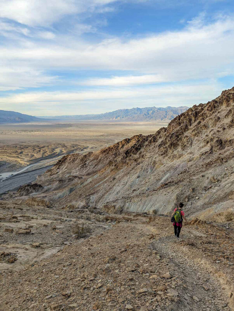 Me taking the steep path back down to the car at Mosaic Canyon Trail in Death Valley National Park