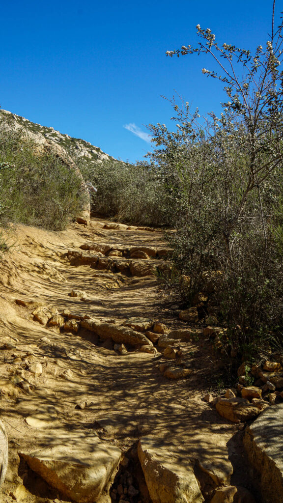 The steep rocky section of Mt Woodson Trail