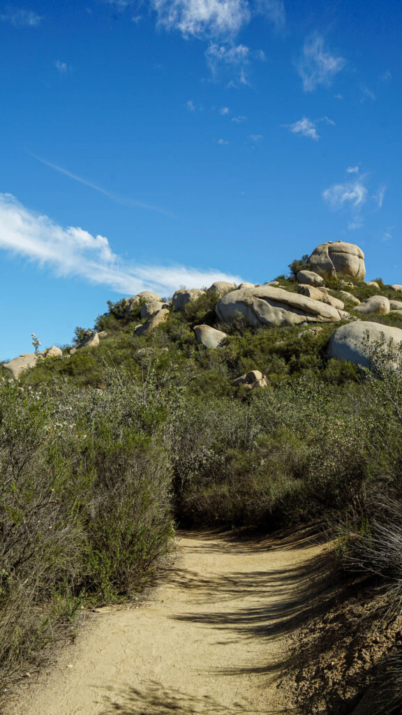 Clusters of boulders on top of the hills along Mt Woodson Trail