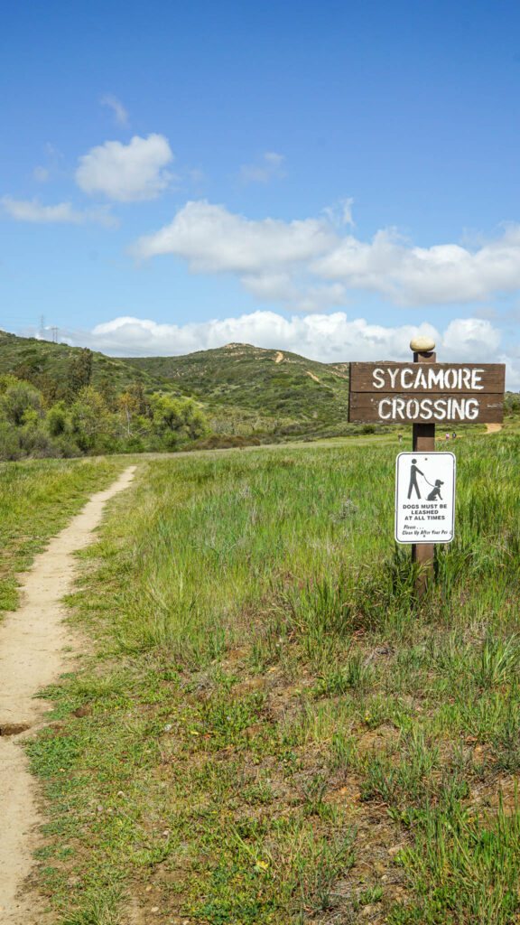 The Sycamore Crossing trail sign