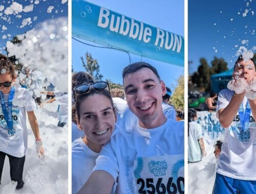 Photo Collage of Me and Alex at the San Diego Bubble Run