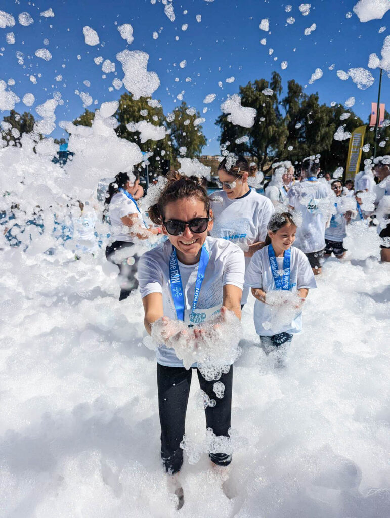 Me Playing at the Bubbles after my first 5K Run - San Diego Bubble Run