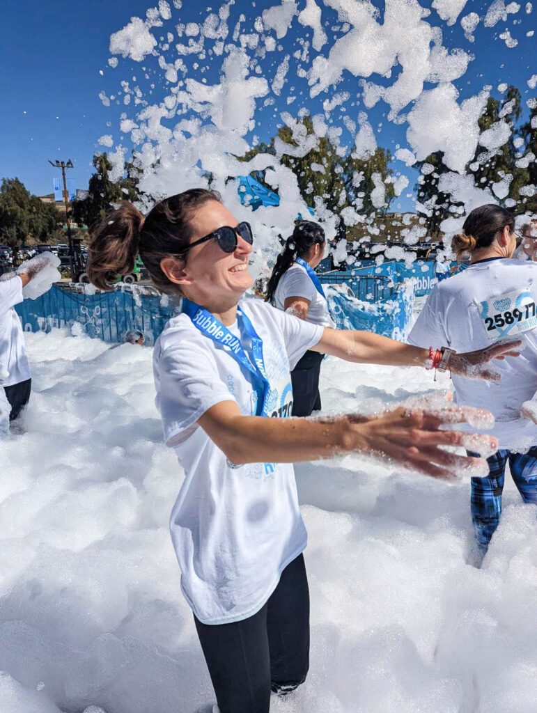 Me Playing with the Bubbles after my first 5K Run - San Diego Bubble Run