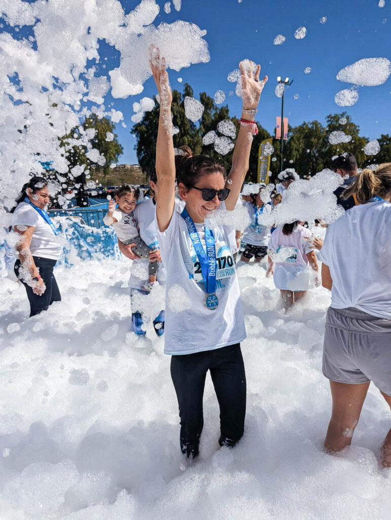 Me Playing at the Bubbles after my first 5K Run - San Diego Bubble Run