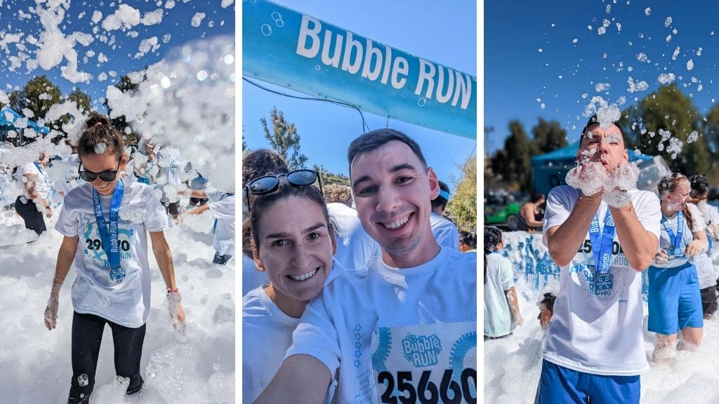 Photo Collage of Me and Alex at the San Diego Bubble Run