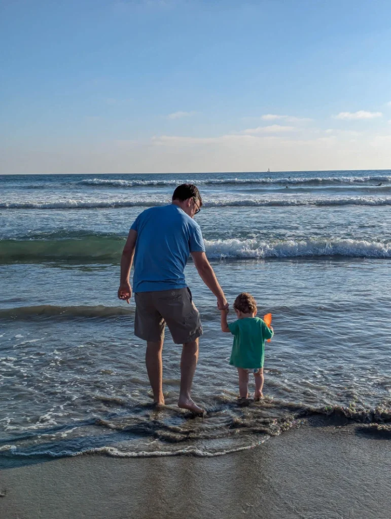 My son and husband enjoying one of the beaches in San Diego